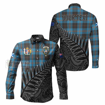 Garden (Gardyne) Crest Tartan Long Sleeve Button Shirt with New Zealand Silver Fern Half Style Men's Shirt S - Tartan Vibes Clothing