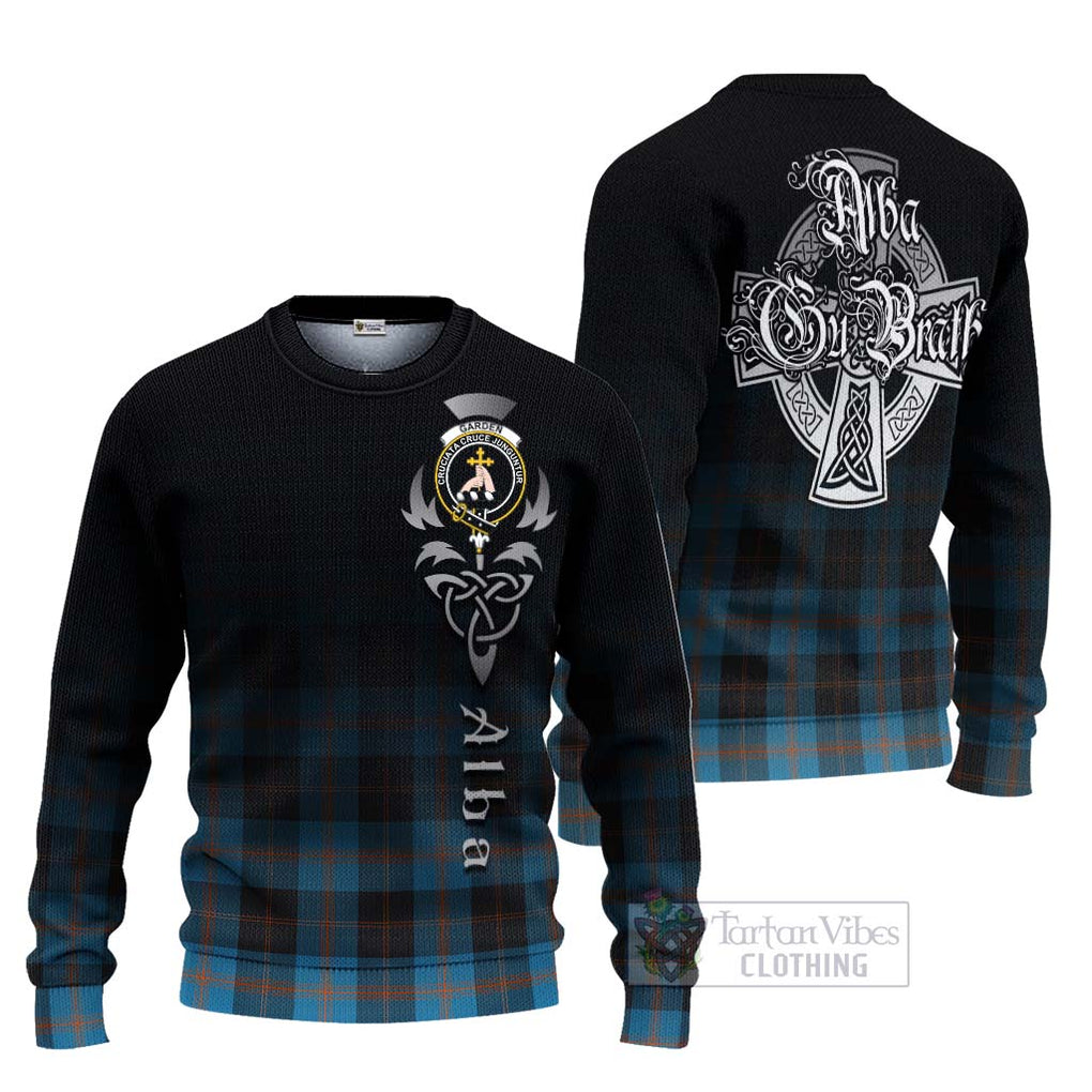 Tartan Vibes Clothing Garden (Gardyne) Tartan Knitted Sweater Featuring Alba Gu Brath Family Crest Celtic Inspired