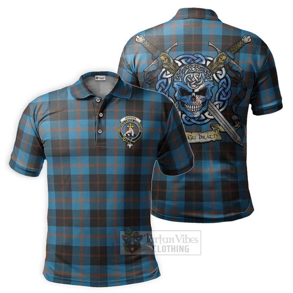 Tartan Vibes Clothing Garden (Gardyne) Tartan Polo Shirt with Family Crest Celtic Skull Style