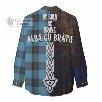 Garden (Gardyne) Tartan Family Crest Women's Casual Shirt Alba Gu Brath Be Brave Lion Ancient Style - Tartan Vibes Clothing