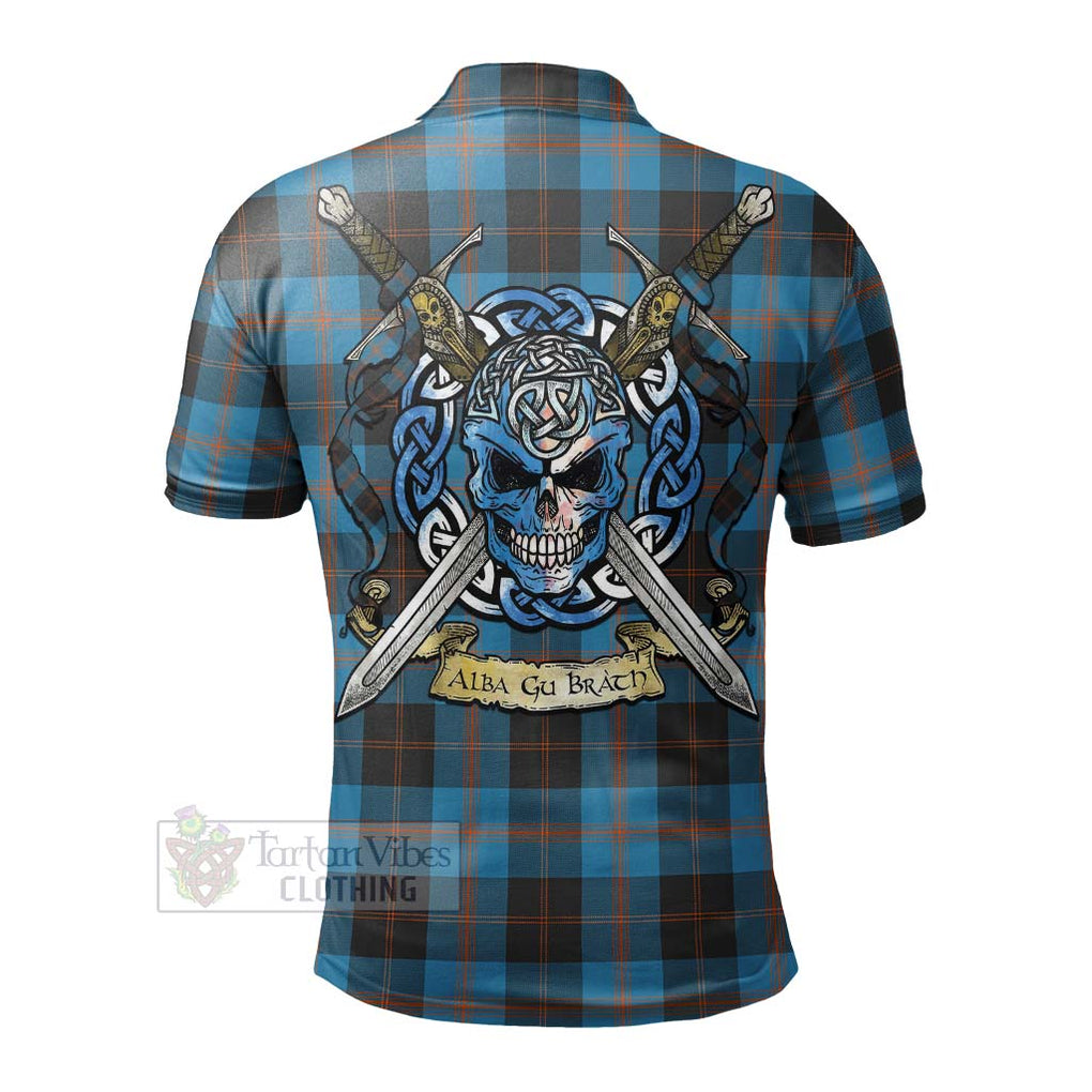 Tartan Vibes Clothing Garden (Gardyne) Tartan Polo Shirt with Family Crest Celtic Skull Style