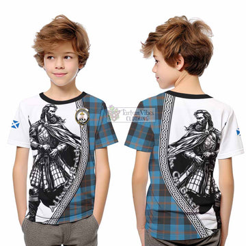 Garden (Gardyne) Tartan Clan Crest Kid T-Shirt with Highlander Warrior Celtic Style