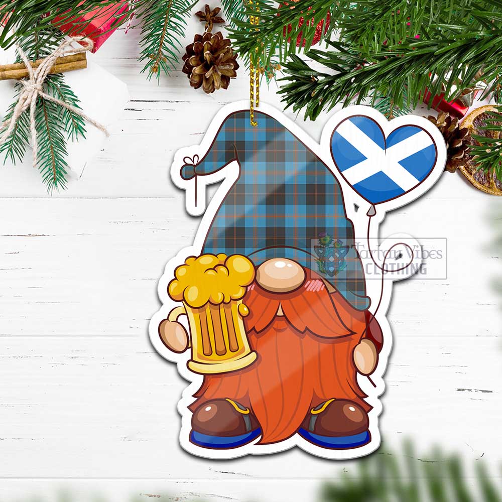 Tartan Vibes Clothing Garden (Gardyne) Tartan Gnome Holding Beer Glass Christmas Ornament with Personalized National Flag