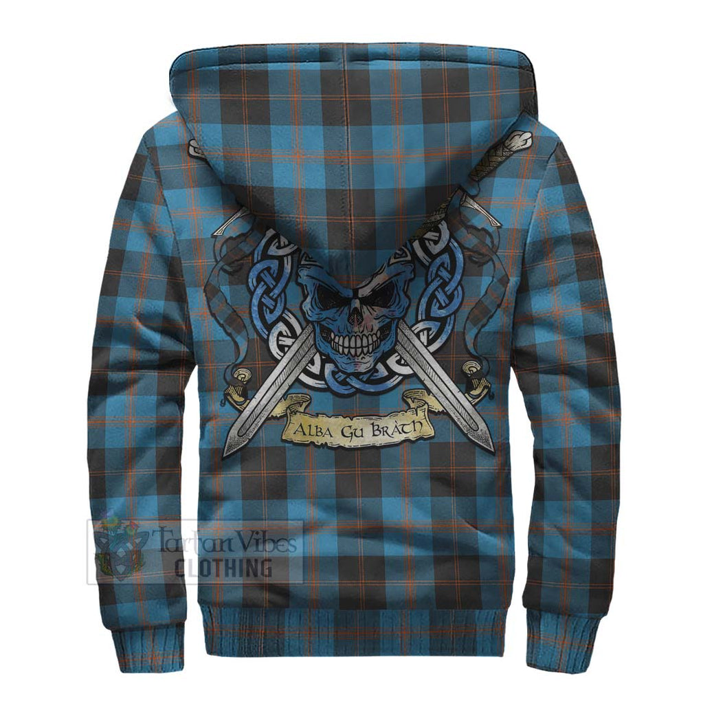 Tartan Vibes Clothing Garden (Gardyne) Tartan Sherpa Hoodie with Family Crest Celtic Skull Style