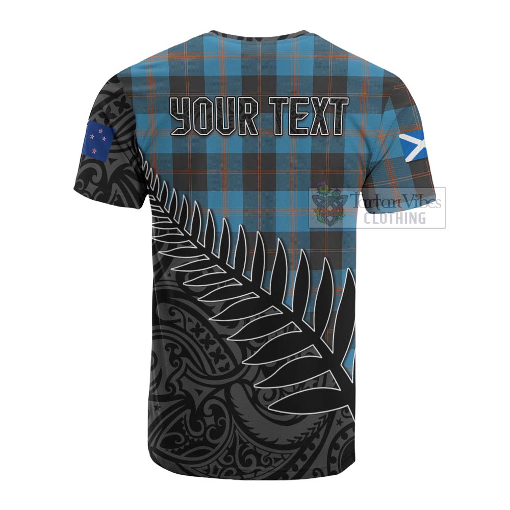 Tartan Vibes Clothing Garden (Gardyne) Crest Tartan Cotton T-shirt with New Zealand Silver Fern Half Style