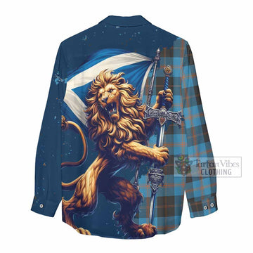 Garden (Gardyne) Tartan Family Crest Women's Casual Shirt with Scottish Majestic Lion