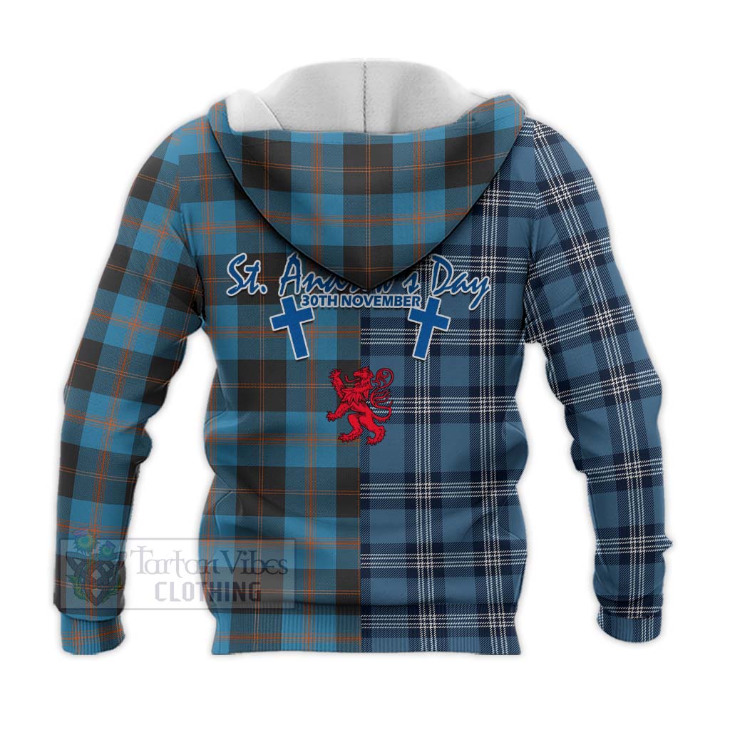 Tartan Vibes Clothing Garden (Gardyne) Tartan Knitted Hoodie Happy St. Andrew's Day Half Tartan Style