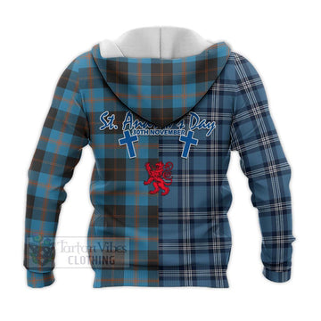 Garden (Gardyne) Tartan Knitted Hoodie Happy St. Andrew's Day Half Tartan Style