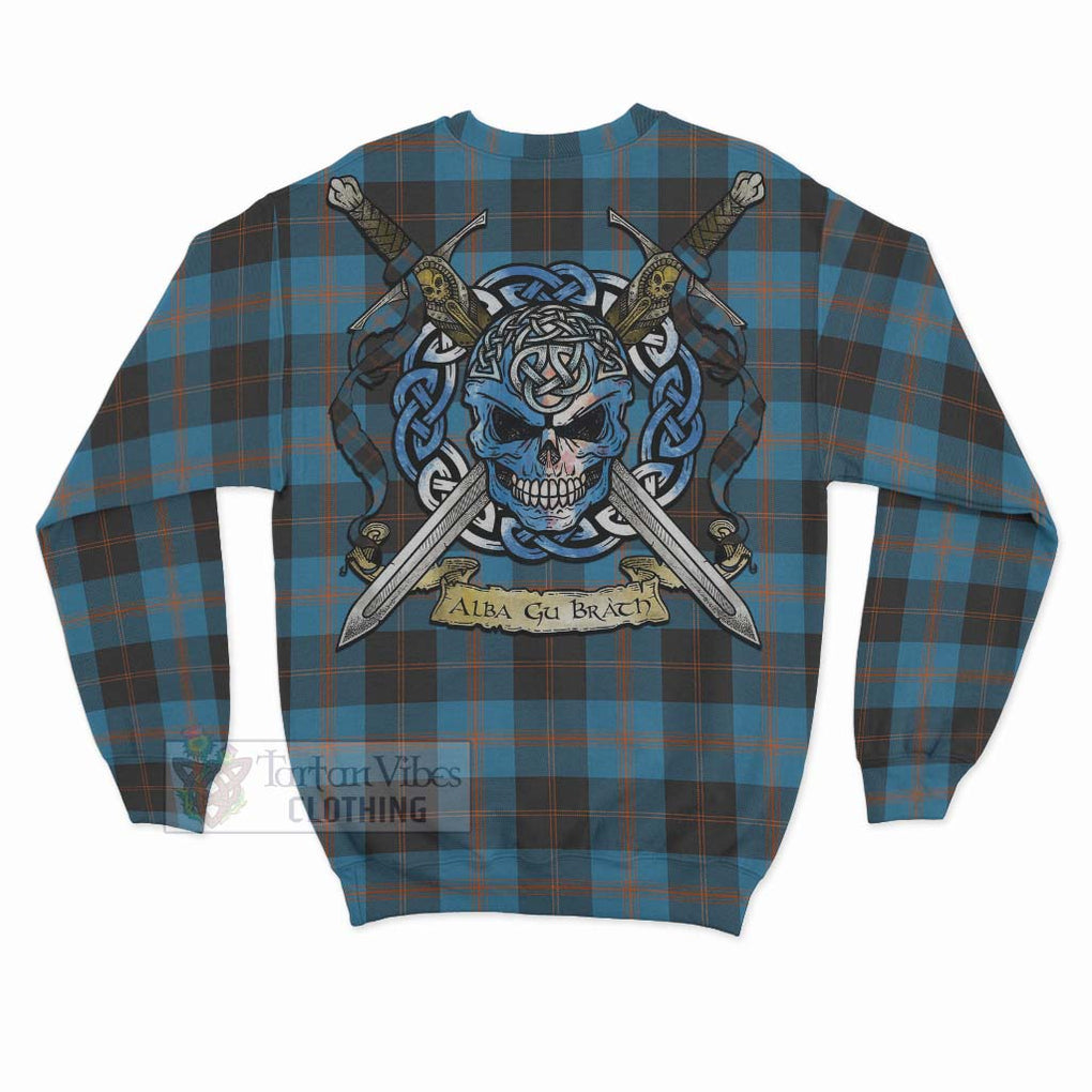 Tartan Vibes Clothing Garden (Gardyne) Tartan Sweatshirt with Family Crest Celtic Skull Style