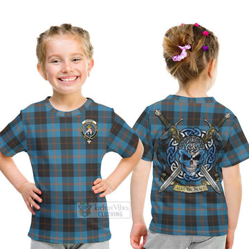 Garden (Gardyne) Tartan Kid T-Shirt with Family Crest Celtic Skull Style