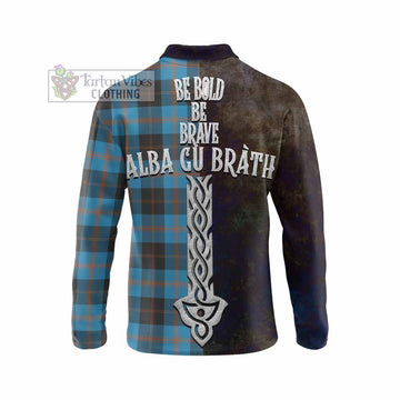 Garden (Gardyne) Tartan Family Crest Long Sleeve Polo Shirt Alba Gu Brath Be Brave Lion Ancient Style - Tartan Vibes Clothing