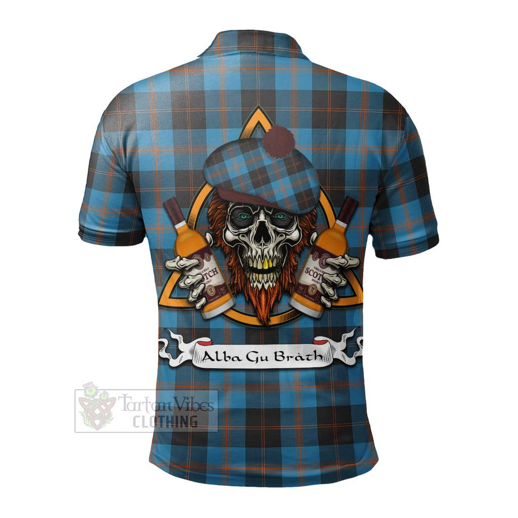 Tartan Vibes Clothing Garden (Gardyne) Tartan Polo Shirt with Family Crest and Bearded Skull Holding Bottles of Whiskey