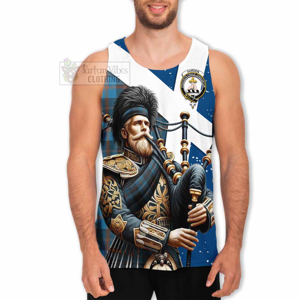 Garden (Gardyne) Tartan Men's Tank Top with Family Crest Scottish Bagpiper Vibes