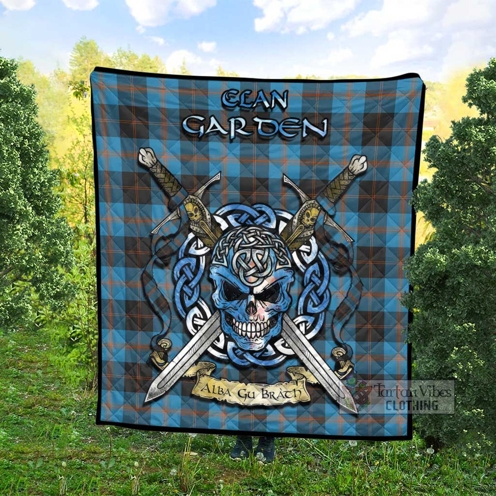 Tartan Vibes Clothing Garden (Gardyne) Tartan Quilt with Celtic Skull Alba Gu Brath Style