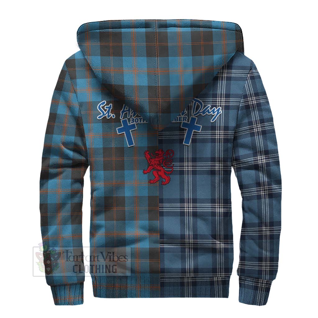 Tartan Vibes Clothing Garden (Gardyne) Tartan Sherpa Hoodie Happy St. Andrew's Day Half Tartan Style