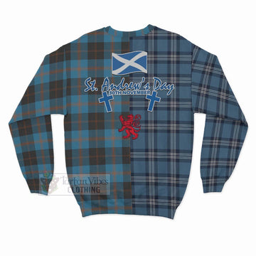 Garden (Gardyne) Tartan Sweatshirt Happy St. Andrew's Day Half Tartan Style