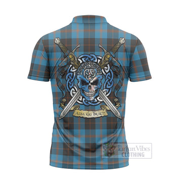 Garden (Gardyne) Tartan Zipper Polo Shirt with Family Crest Celtic Skull Style