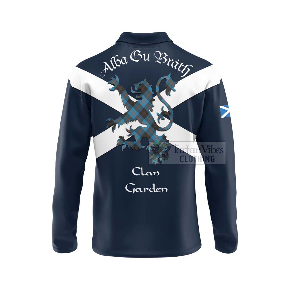 Tartan Vibes Clothing Garden (Gardyne) Tartan Lion Rampant Long Sleeve Polo Shirt – Proudly Display Your Heritage with Alba Gu Brath and Clan Name