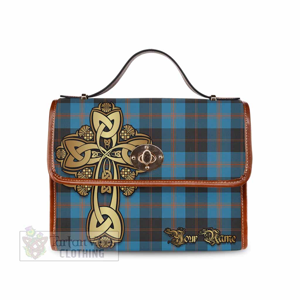 Tartan Vibes Clothing Garden (Gardyne) Tartan Waterproof Canvas Bag Golden Thistle Celtic Cross Style