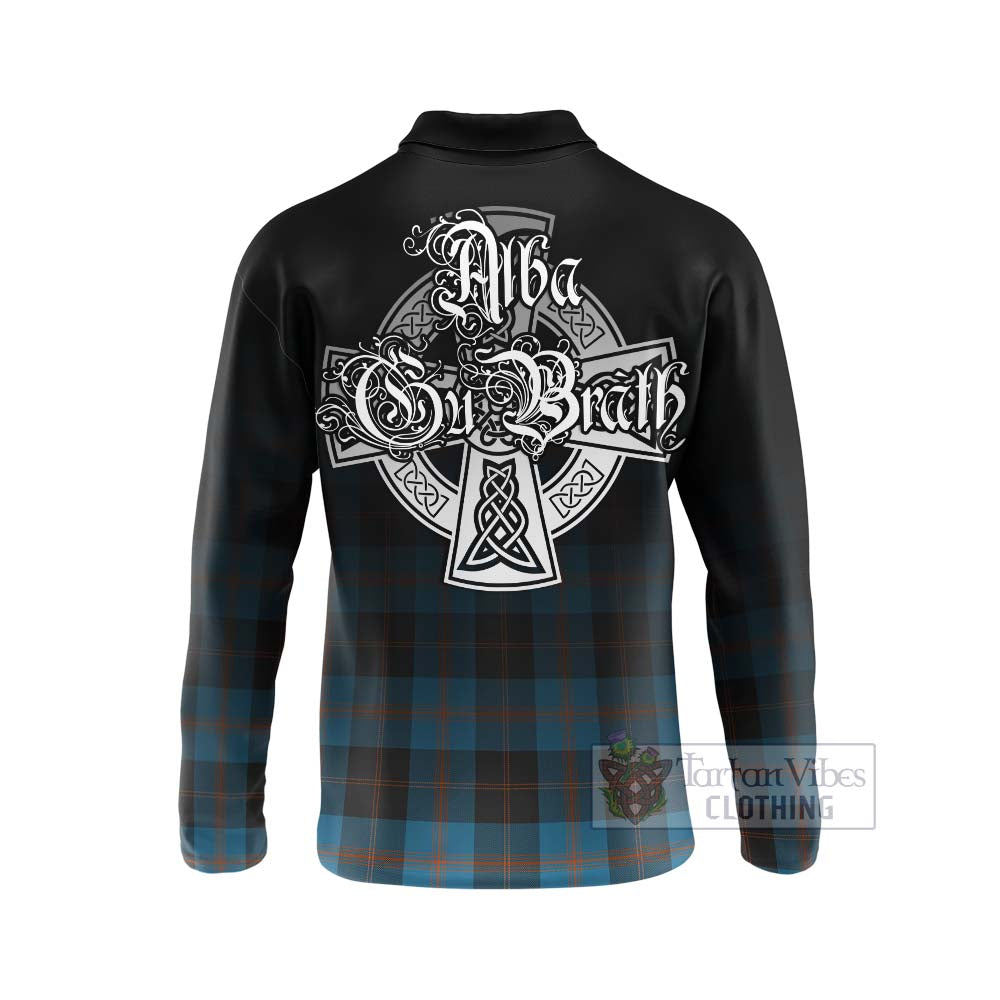 Tartan Vibes Clothing Garden (Gardyne) Tartan Long Sleeve Polo Shirt Featuring Alba Gu Brath Family Crest Celtic Inspired