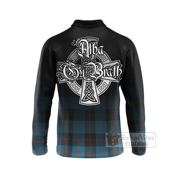 Garden (Gardyne) Tartan Long Sleeve Polo Shirt Featuring Alba Gu Brath Family Crest Celtic Inspired