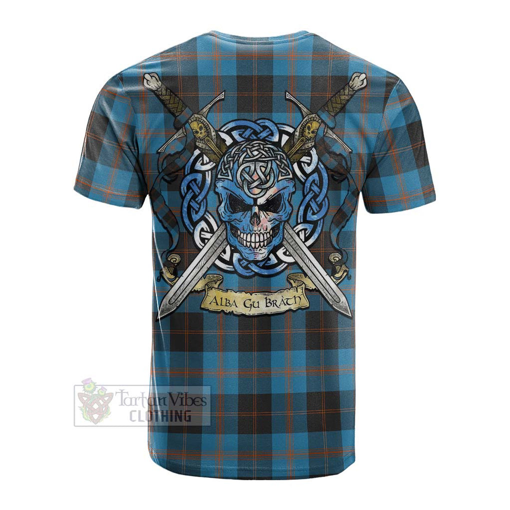 Tartan Vibes Clothing Garden (Gardyne) Tartan Cotton T-shirt with Family Crest Celtic Skull Style