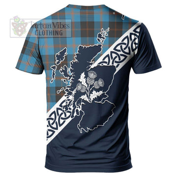 Garden (Gardyne) Tartan T-Shirt Featuring Thistle and Scotland Map