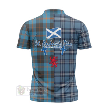 Garden (Gardyne) Tartan Zipper Polo Shirt Happy St. Andrew's Day Half Tartan Style