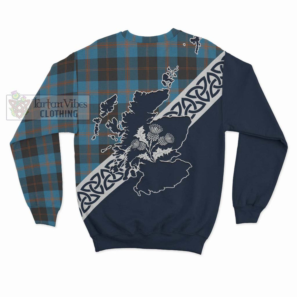 Tartan Vibes Clothing Garden (Gardyne) Tartan Sweatshirt Featuring Thistle and Scotland Map