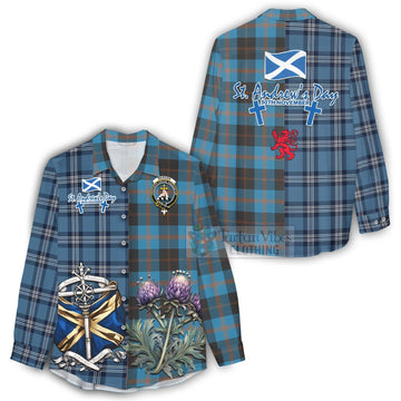 Garden (Gardyne) Tartan Women's Casual Shirt Happy St. Andrew's Day Half Tartan Style