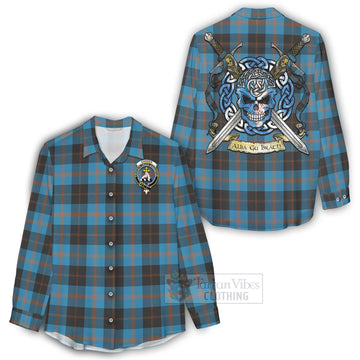 Garden (Gardyne) Tartan Women's Casual Shirt with Family Crest Celtic Skull Style