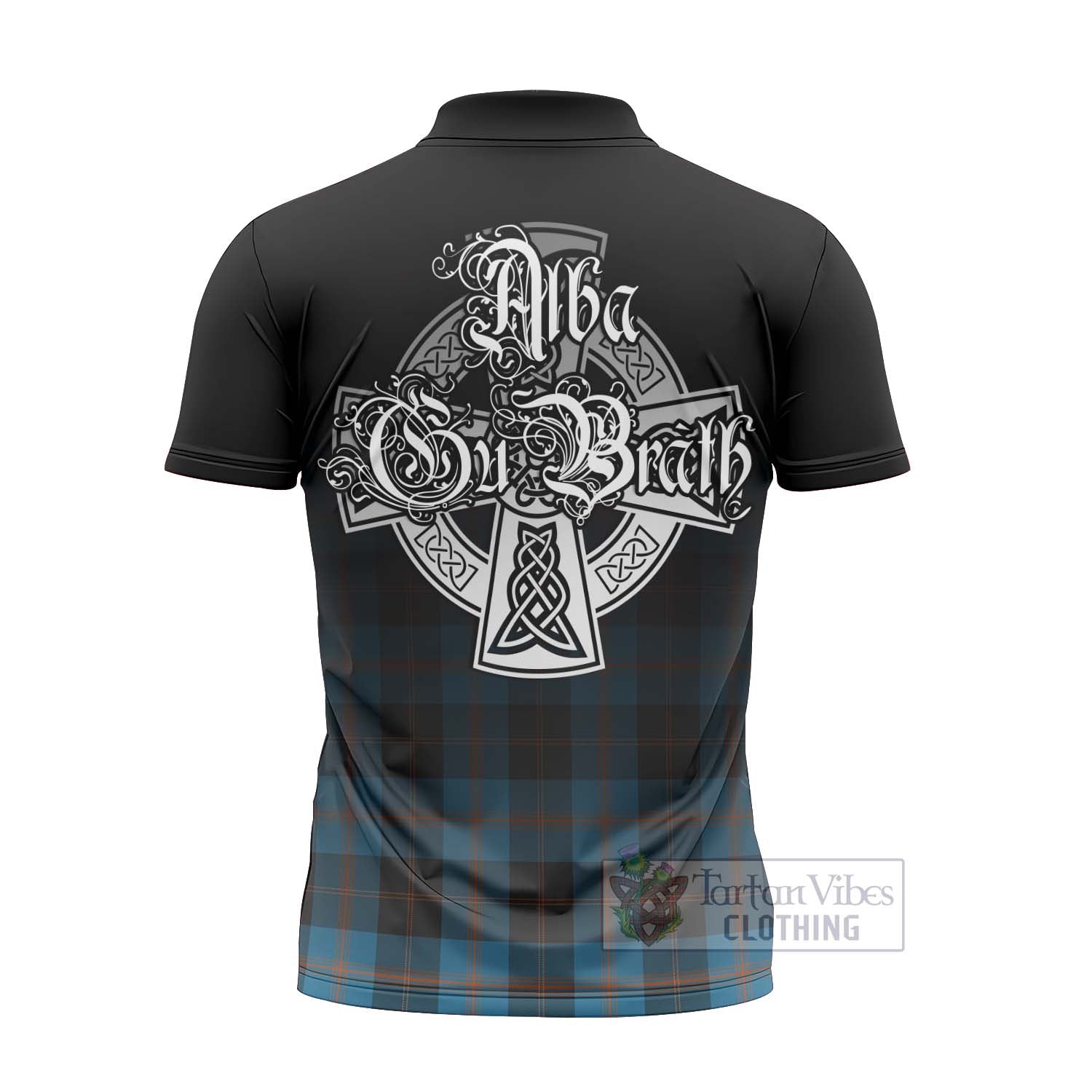 Tartan Vibes Clothing Garden (Gardyne) Tartan Zipper Polo Shirt Featuring Alba Gu Brath Family Crest Celtic Inspired