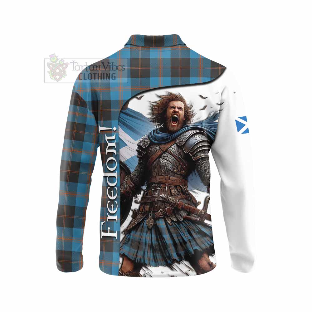 Tartan Vibes Clothing Garden (Gardyne) Crest Tartan Long Sleeve Polo Shirt Inspired by the Freedom of Scottish Warrior