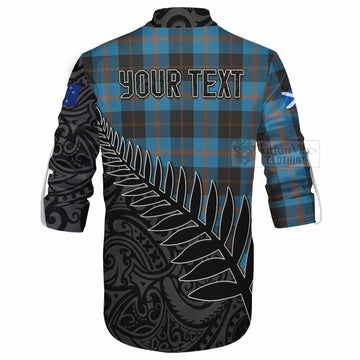 Garden (Gardyne) Crest Tartan Ghillie Kilt Shirt with New Zealand Silver Fern Half Style - Tartan Vibes Clothing