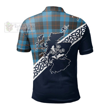 Garden (Gardyne) Tartan Polo Shirt Featuring Thistle and Scotland Map