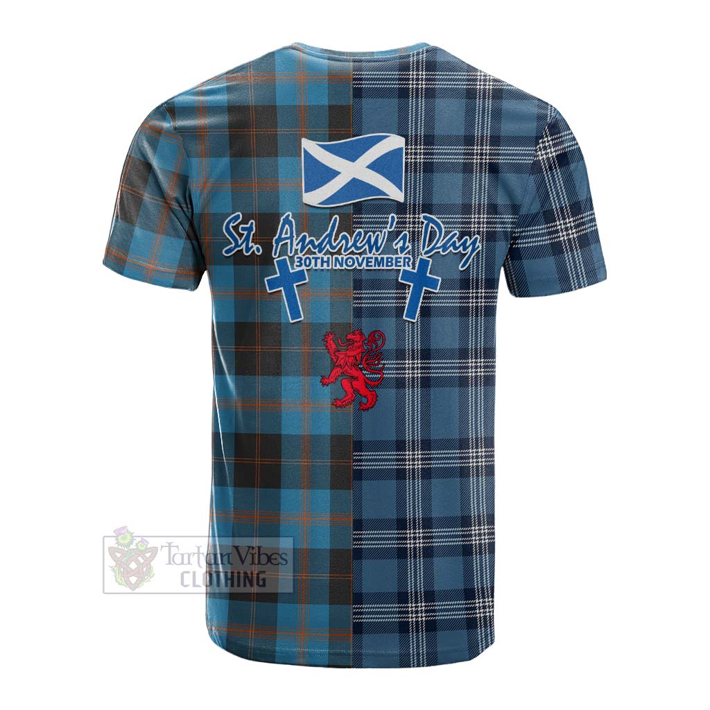 Tartan Vibes Clothing Garden (Gardyne) Tartan Cotton T-shirt Happy St. Andrew's Day Half Tartan Style