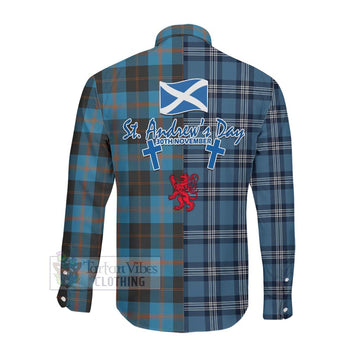 Garden (Gardyne) Tartan Long Sleeve Button Shirt Happy St. Andrew's Day Half Tartan Style