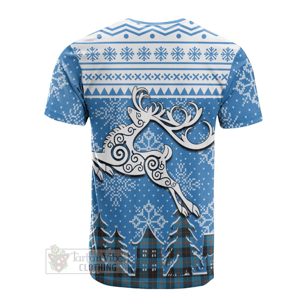 Tartan Vibes Clothing Garden (Gardyne) Clan Christmas Cotton T-shirt Celtic Reindeer Style