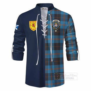 Garden (Gardyne) Tartan Ghillie Kilt Shirt Alba with Scottish Lion Royal Arm Half Style - Tartan Vibes Clothing