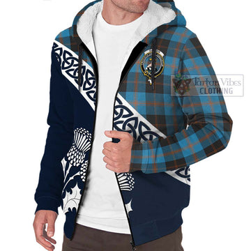 Garden (Gardyne) Tartan Sherpa Hoodie Featuring Thistle and Scotland Map