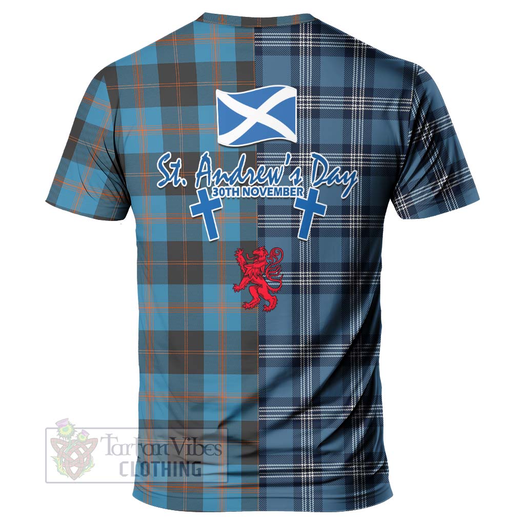 Tartan Vibes Clothing Garden (Gardyne) Tartan T-Shirt Happy St. Andrew's Day Half Tartan Style