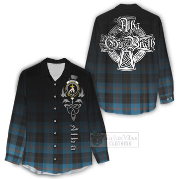 Garden (Gardyne) Tartan Women's Casual Shirt Featuring Alba Gu Brath Family Crest Celtic Inspired