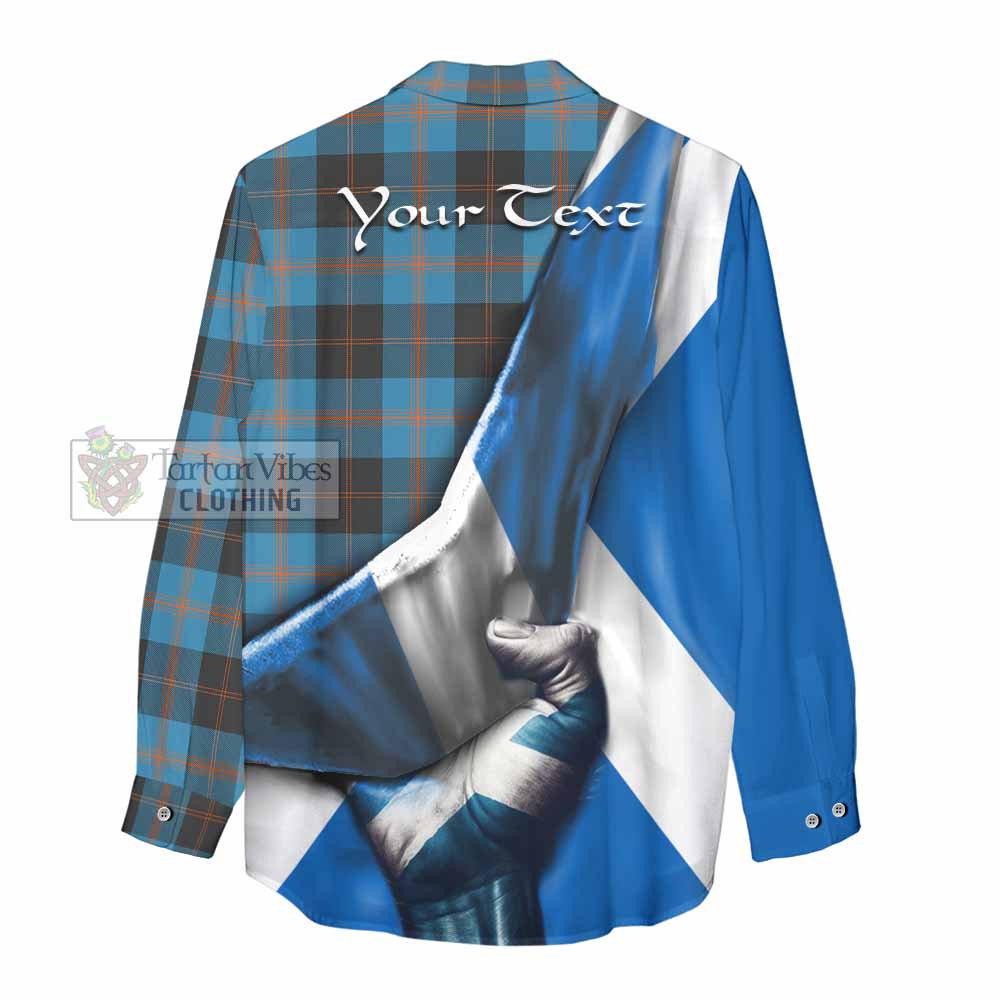 Tartan Vibes Clothing Garden (Gardyne) Tartan Women's Casual Shirt with Family Crest Scotland Patriotic Style