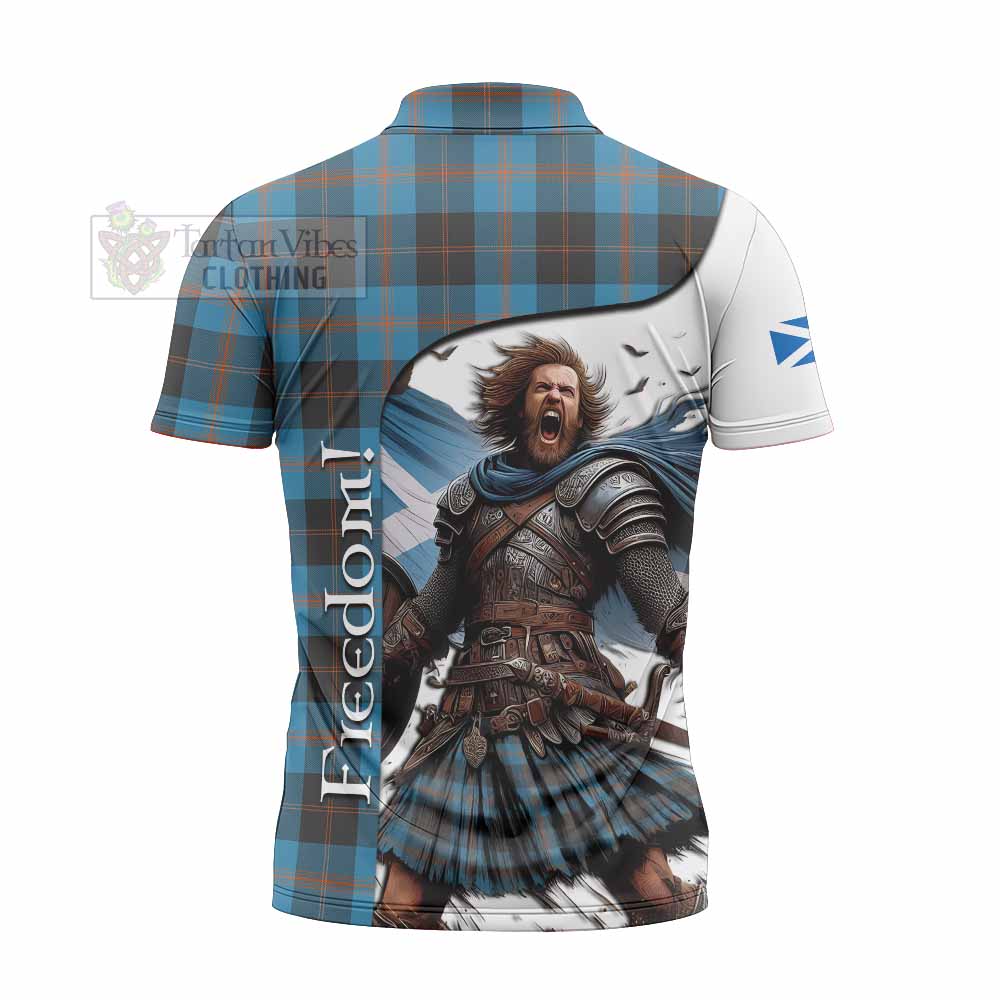 Tartan Vibes Clothing Garden (Gardyne) Crest Tartan Zipper Polo Shirt Inspired by the Freedom of Scottish Warrior