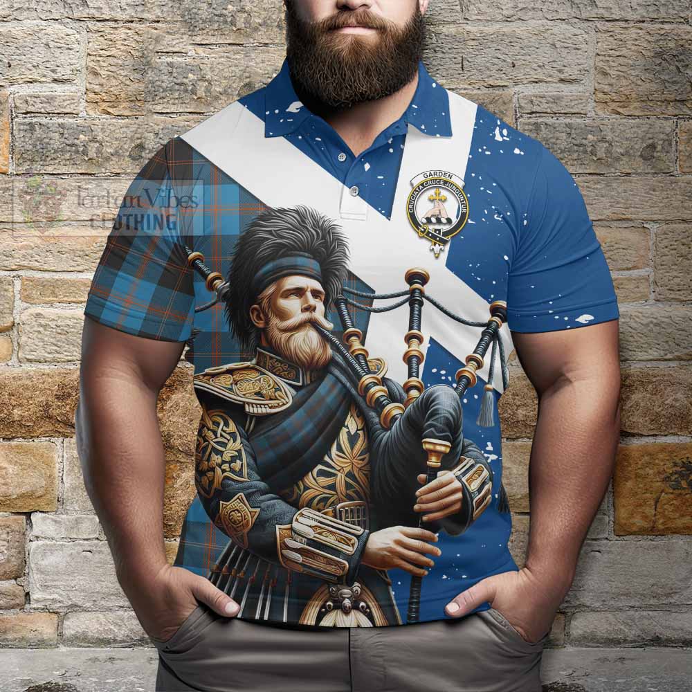 Tartan Vibes Clothing Garden (Gardyne) Tartan Polo Shirt with Family Crest Scottish Bagpiper Vibes