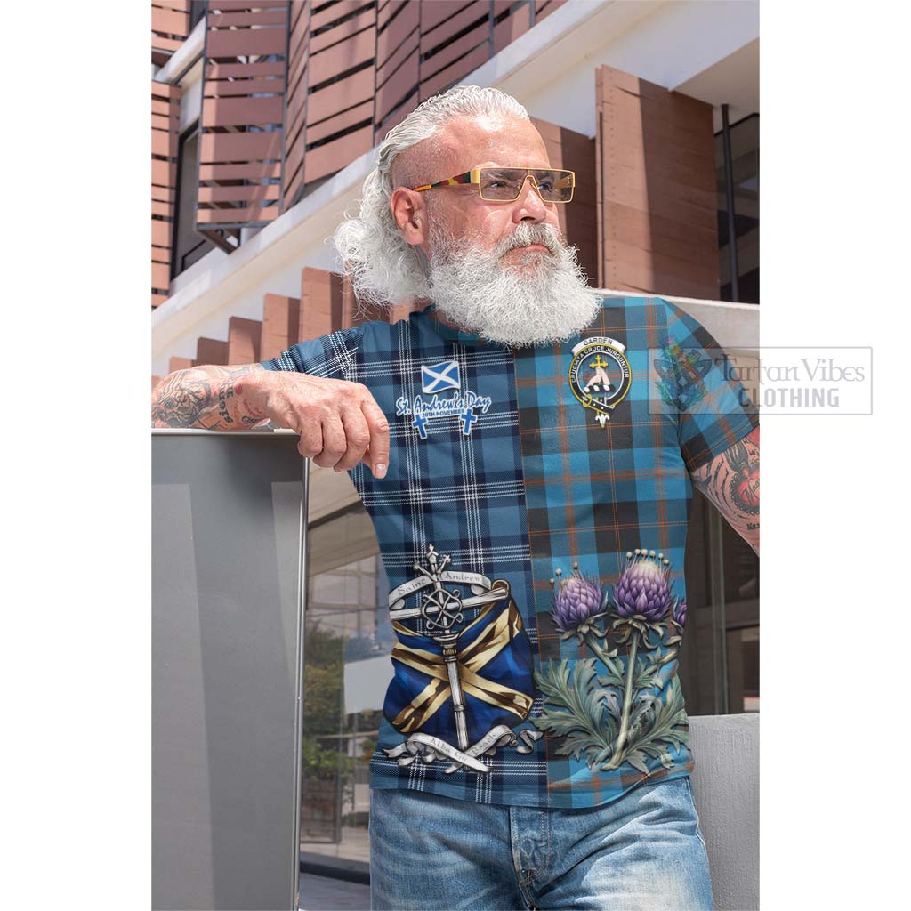 Tartan Vibes Clothing Garden (Gardyne) Tartan Cotton T-shirt Happy St. Andrew's Day Half Tartan Style