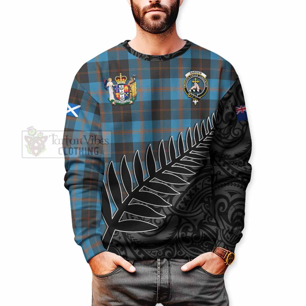 Tartan Vibes Clothing Garden (Gardyne) Crest Tartan Sweatshirt with New Zealand Silver Fern Half Style