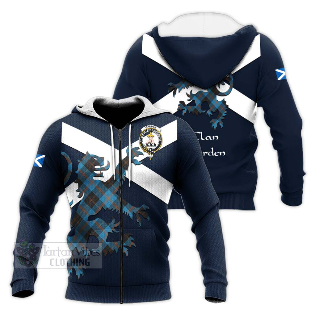 Tartan Vibes Clothing Garden (Gardyne) Tartan Lion Rampant Knitted Hoodie – Proudly Display Your Heritage with Alba Gu Brath and Clan Name