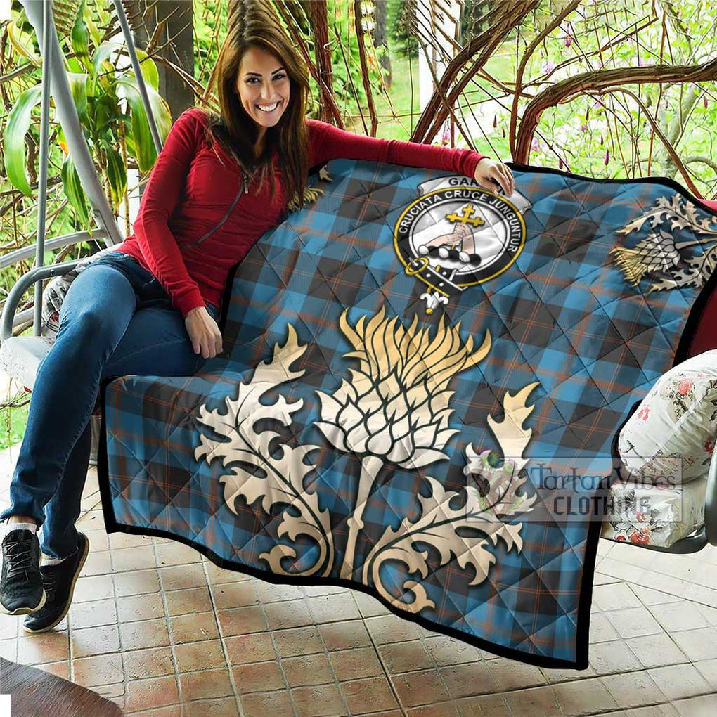 Tartan Vibes Clothing Garden (Gardyne) Tartan Quilt with Family Crest and Golden Thistle Style