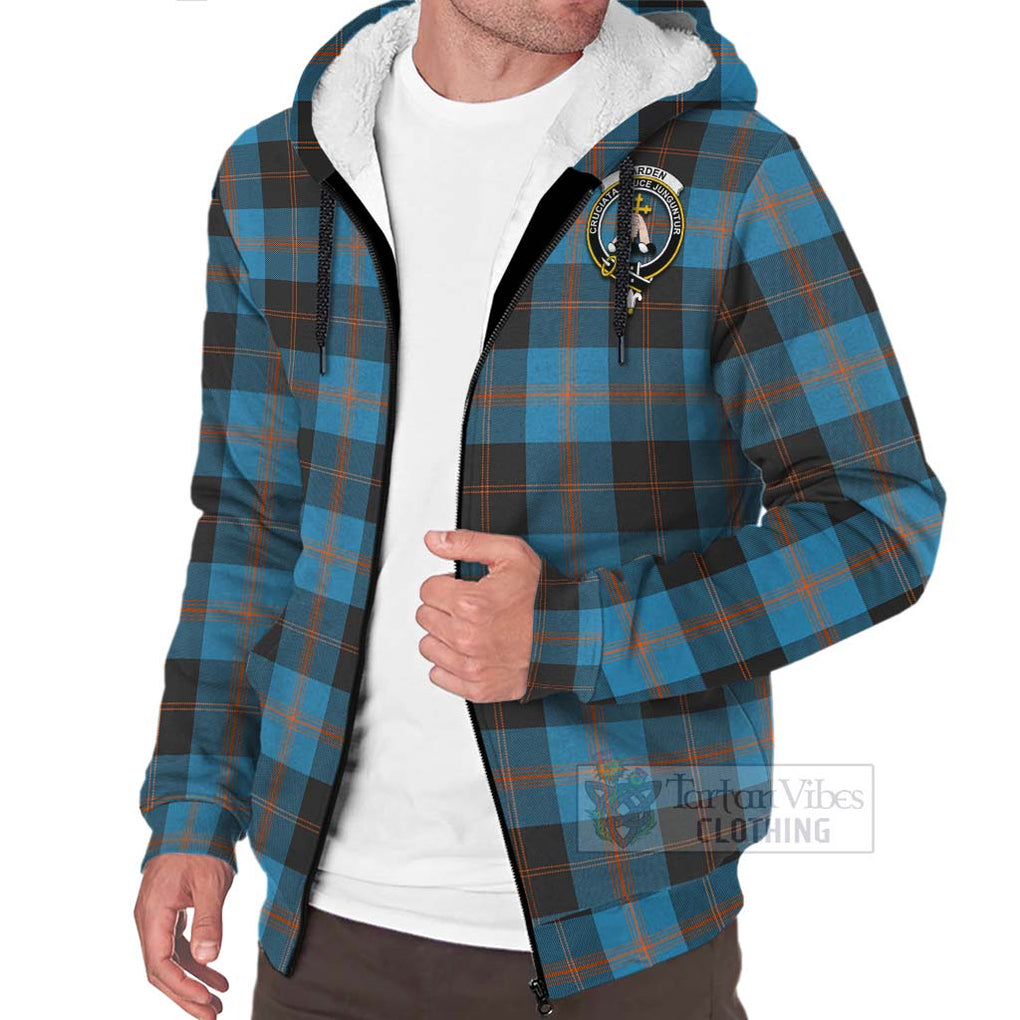 Tartan Vibes Clothing Garden (Gardyne) Tartan Sherpa Hoodie with Family Crest and Bearded Skull Holding Bottles of Whiskey